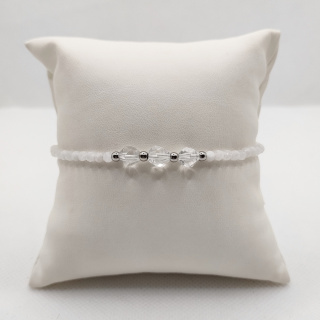 Bransoletka kryształ górski + kamień księżycowy