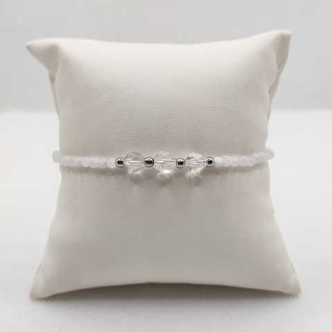 Bransoletka kryształ górski + kamień księżycowy