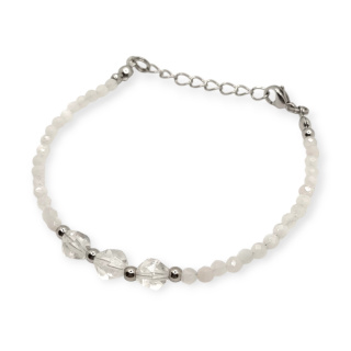 Bransoletka kryształ górski + kamień księżycowy