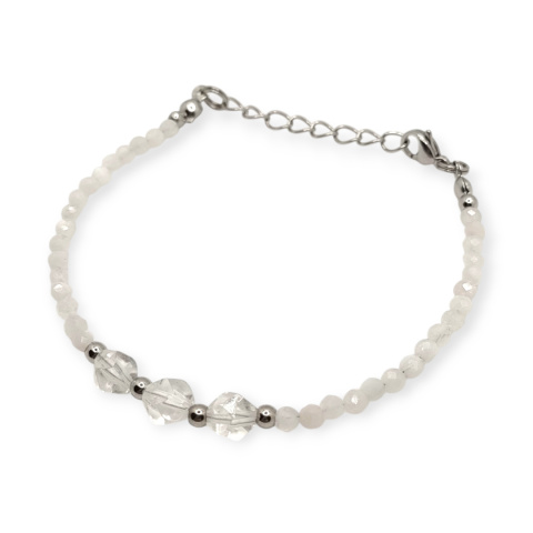 Bransoletka kryształ górski + kamień księżycowy