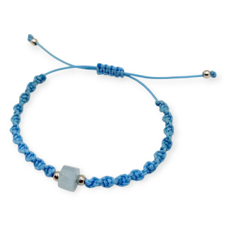 Bransoletka makramowa z akwamarynem