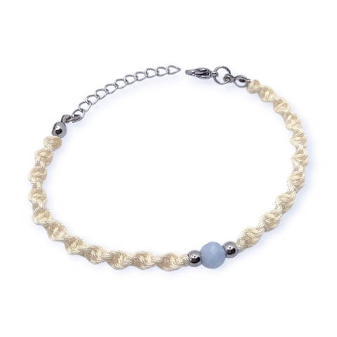 Bransoletka makramowa z błękitnym agatem