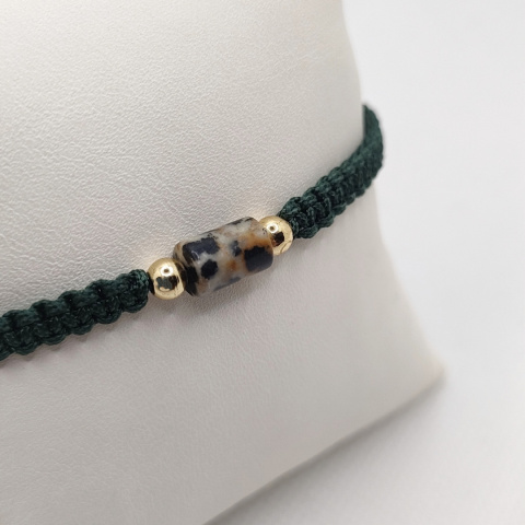 Bransoletka makramowa z jaspisem dalmatyńskim