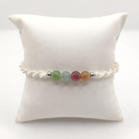Bransoletka makramowa z kolorowymi agatami