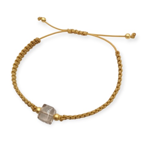 Bransoletka makramowa z kwarcem dymnym