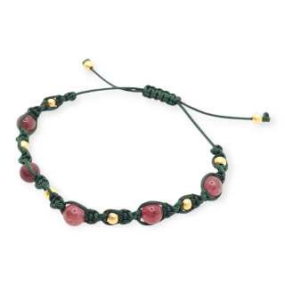 Bransoletka makramowa z różowymi agatami