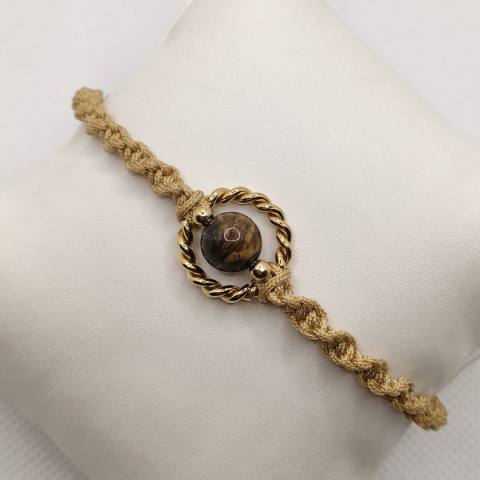 Bransoletka makramowa z tygrysim okiem - aureola