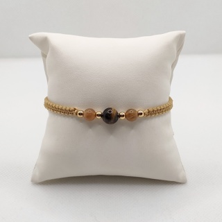 Bransoletka makramowa z tygrysim okiem i agatami