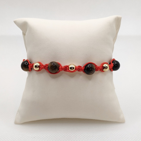 Bransoletka makramowa z tygrysim okiem