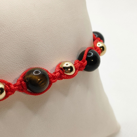 Bransoletka makramowa z tygrysim okiem