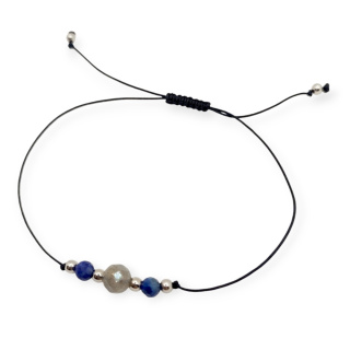 Bransoletka sznurkowa labradoryt + lapis lazuli