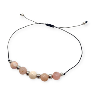 Bransoletka sznurkowa z różowym opalem