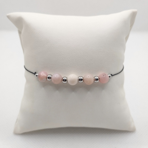 Bransoletka sznurkowa z różowym opalem